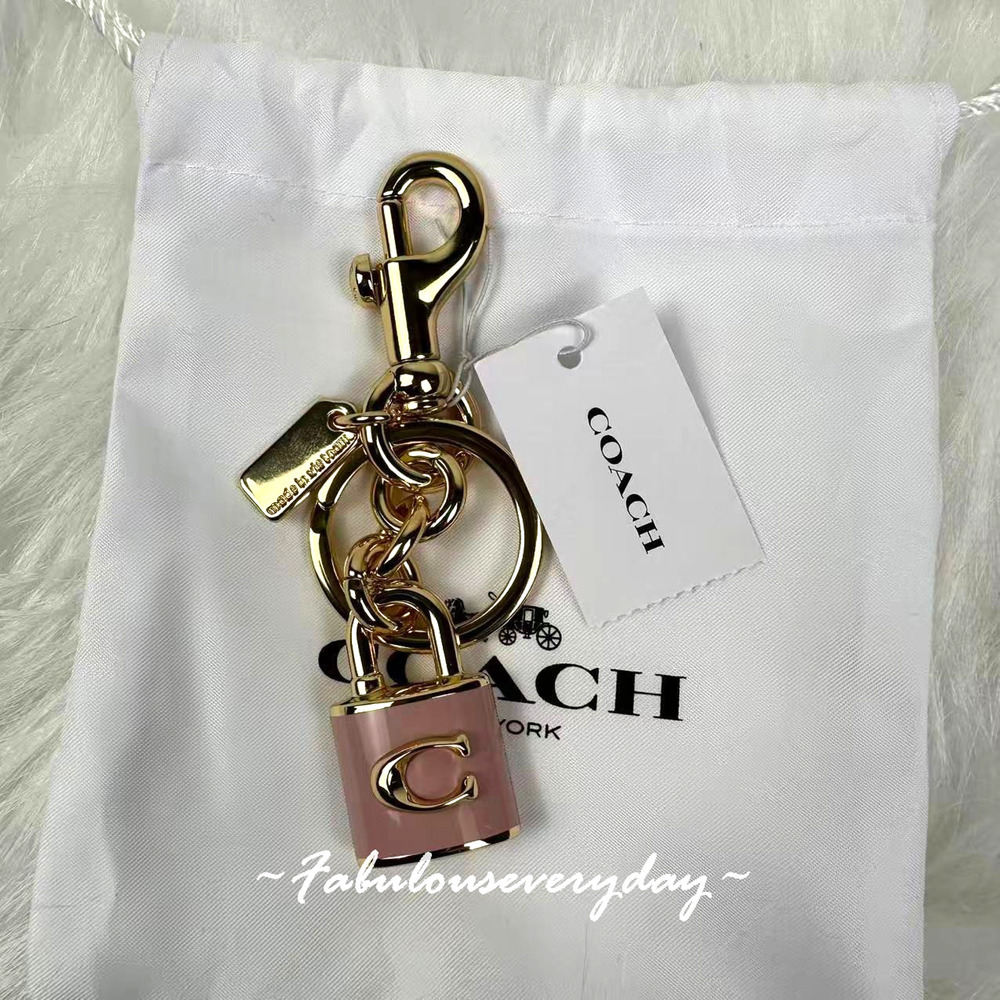 Coach Lock Bag Charm Pink CEF95 with Dust Bag NWT